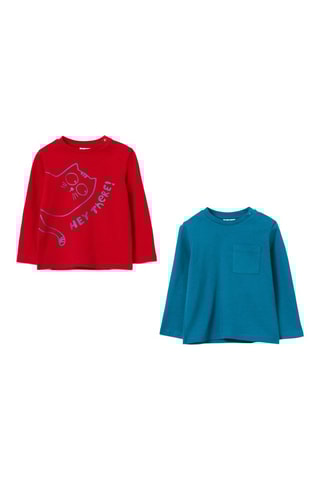 2 camisetas - Rojo y azul cobalto