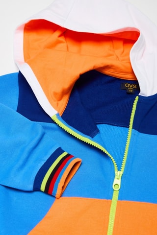 Sudadera con capucha - Azul rey y naranja