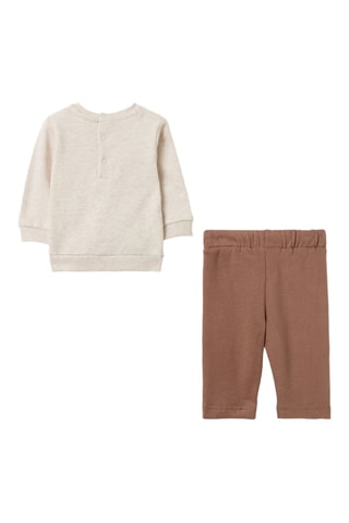 Sudadera y pantalón de algodón orgánico - Beige y marrón