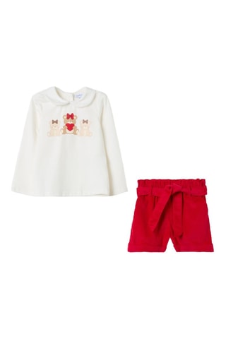 Camiseta y short - Crudo y rojo