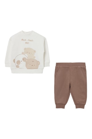 Sudadera y pantalón de algodón orgánico - Crudo y marrón