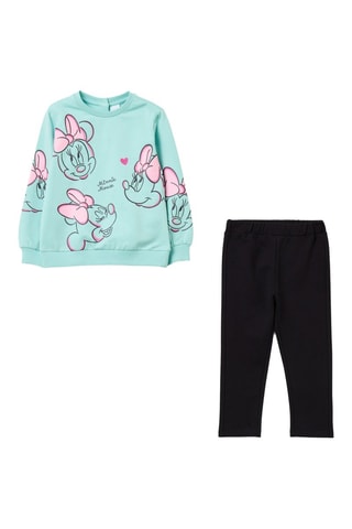 Sudadera y pantalón Minnie Disney - Verde claro y negro