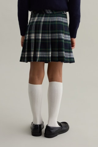 Falda plisada - Negro y verde claro