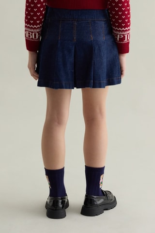 Falda plisada vaquera - Azul marino