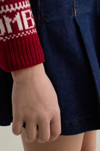 Falda plisada vaquera - Azul marino