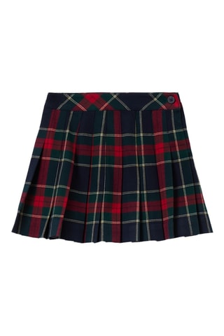 Falda plisada - Azul oscuro y rojo