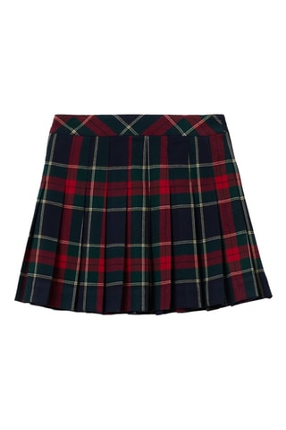 Falda plisada - Azul oscuro y rojo