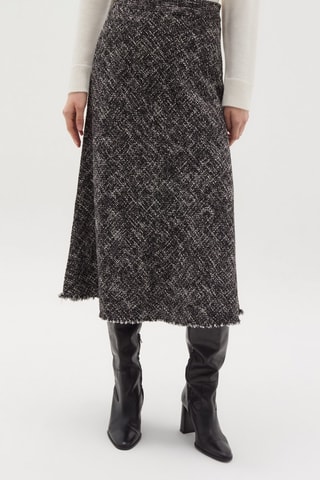 Falda midi de talle alto - Negro