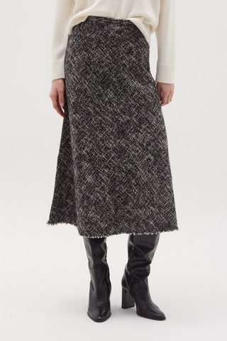 Falda midi de talle alto - Negro