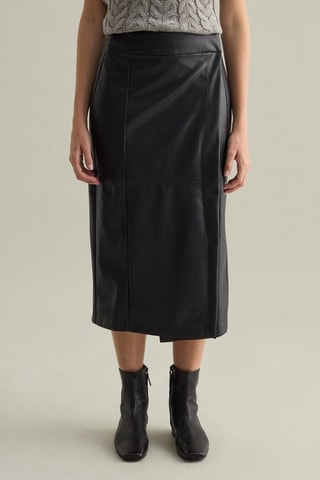 Falda midi de talle alto - Negro