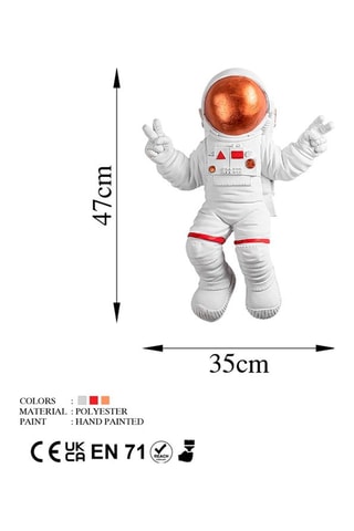 Adorno mural Peace Sign Astronaut 3 - Blanco y marrón - 35 x 47 x 10 cm