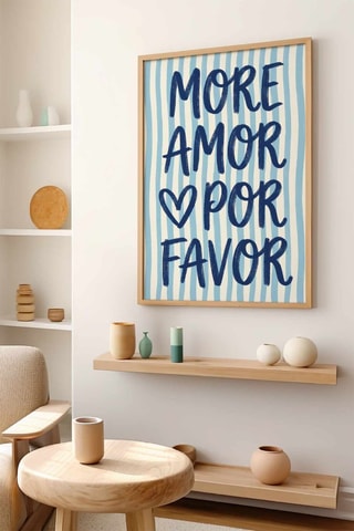 Tableau en bois massif - Bleu - 33 x 48 cm