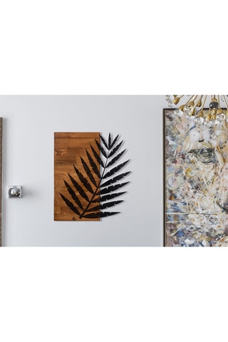 Décoration murale Leaf - Noir et naturel - 50 x 58 cm