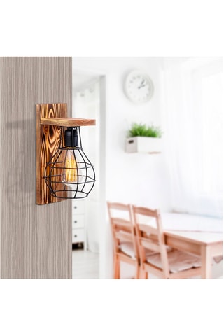 Aplique mural Erebos - Natural - 100 W - De madera