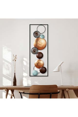 Décoration murale Textured - 32 x 90 x 4 cm - Doré et bleu