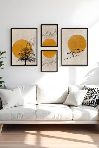 4 tableaux en bois massif Huhu455-S - 30 x 40 cm et 50 x 70 cm