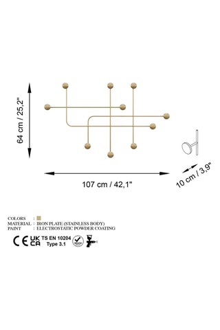 Porte-manteau - Doré - 107 x 64 x 10 cm