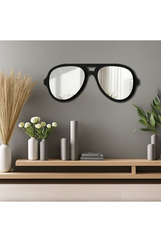 Espejo - 70 x 28 cm - Negro y plateado