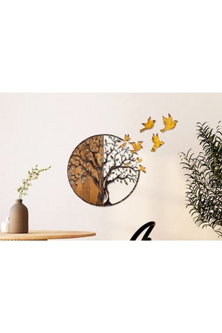 Décoration murale en bois - 92 x 71 x 3 cm - Naturel et noir