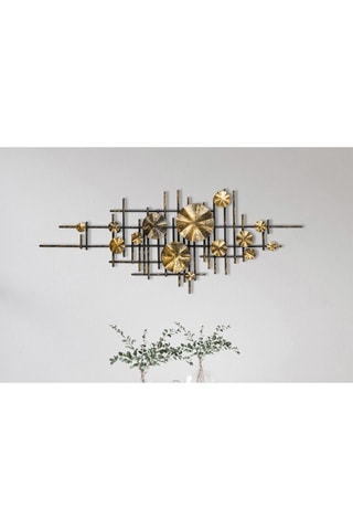 Décoration murale Mihrimah - 113 x 7 x 44 cm - Noir et doré