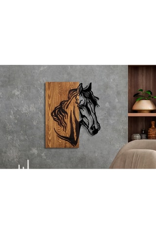 Décoration murale en bois - Naturel et noir - 48 x 58 cm