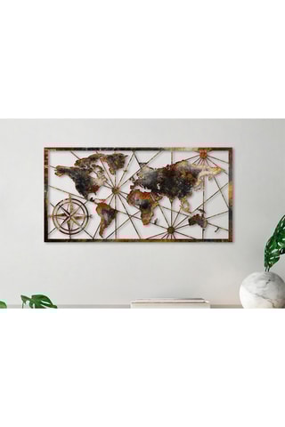 Décoration murale World Map Large - 120 x 60 cm - Marron