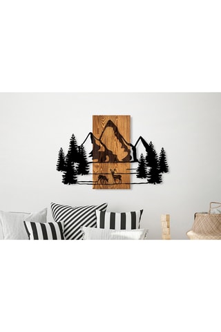 Décoration murale en bois Natural habitat - 87 x 57 cm - Naturel et noir