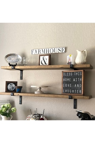 2 étagères murales en bois - 60 x 14 x 16 cm