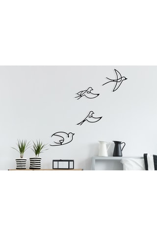 Décoration murale 4 oiseaux - Noir - 30 x 16,5 cm - 29 x 16,5 cm - 29 x 14,5 cm -29 x 26 cm