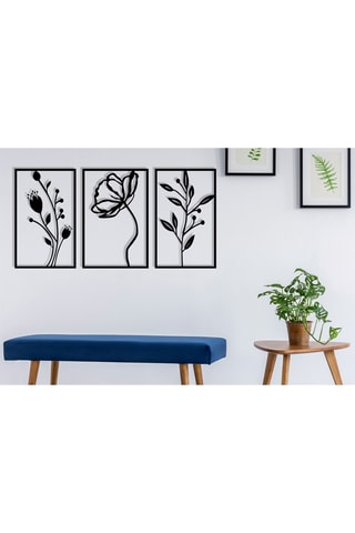 Décoration murale Flowers - Noir - 70 x 39 cm