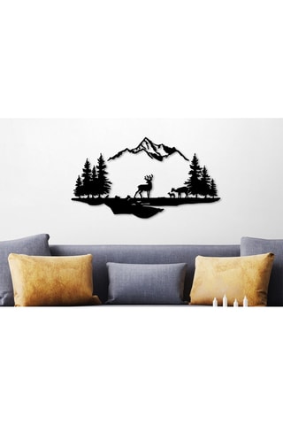 Décoration murale Cerf et Paysage - 38 x 11 cm - 70 x 38 cm - Noir