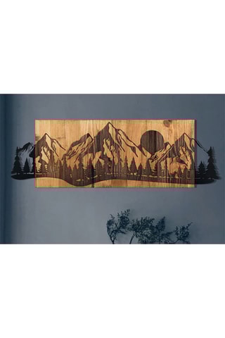 Décoration murale en bois Sundown - Noir et naturel - 75,5 x 24,5 cm