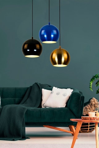 Lámpara de techo - Dorado y azul cobalto - 3 x 40 W