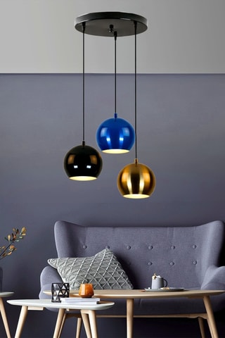 Lámpara de techo - Dorado y azul cobalto - 3 x 40 W