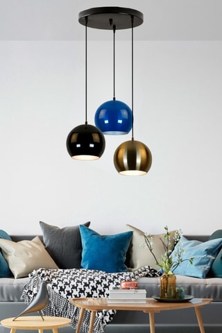 Lámpara de techo - Dorado y azul cobalto - 3 x 40 W