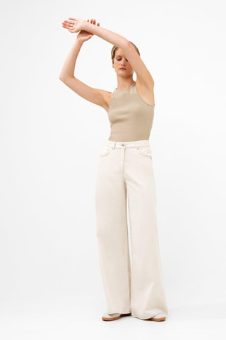 Pantalon wide leg taille haute Denver - Gris pâle