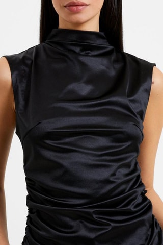 Top satiné plissé Rosita - Noir