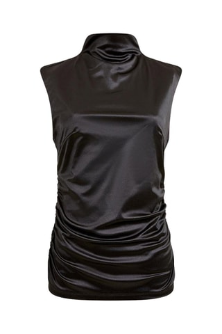 Top satiné plissé Rosita - Noir