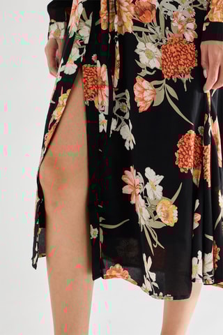 Robe chemise Floral - Noir