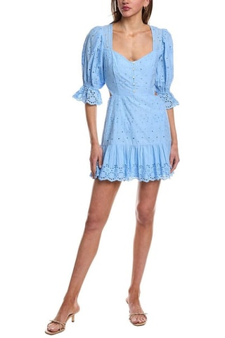 Robe droite en broderie anglaise Cilla - Bleu clair