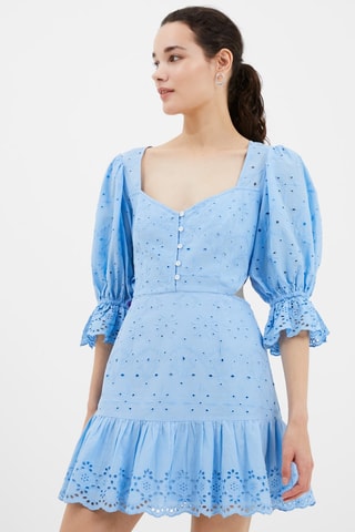 Robe droite en broderie anglaise Cilla - Bleu clair