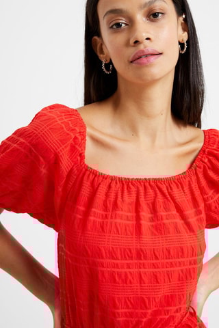 Robe midi Bardot - Rouge