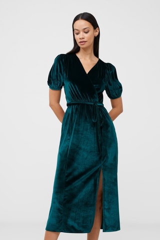 Robe midi en velours Sula - Vert émeraude