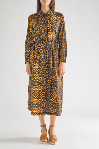 Robe chemise Leopard - Marron