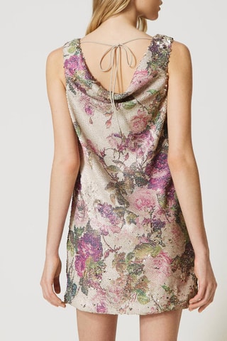 Robe droite - Beige et rose