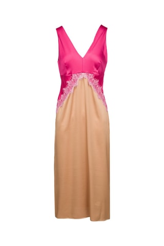 Robe midi - Fuchsia et marron