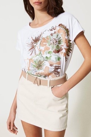 Minijupe taille haute - Beige