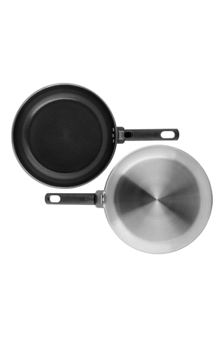 2 poêles 1 manche amovible en acier inoxydable - 24/28 cm