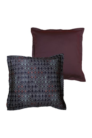 2 federe Majeur in raso di cotone 80 fili/cm² - Navy e prugna 