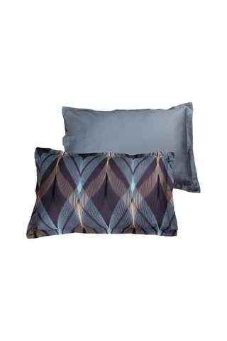 2 federe La Mer in raso di cotone 80 fili/cm² - Prugna e blu